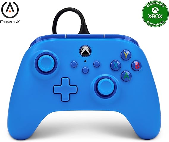 Mando con cable PowerA para Xbox - Azul, gamepad, controlador para videojuegos cableado, controlador para juegos