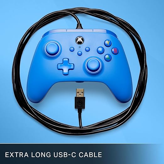 Mando con cable PowerA para Xbox - Azul, gamepad, controlador para videojuegos cableado, controlador para juegos