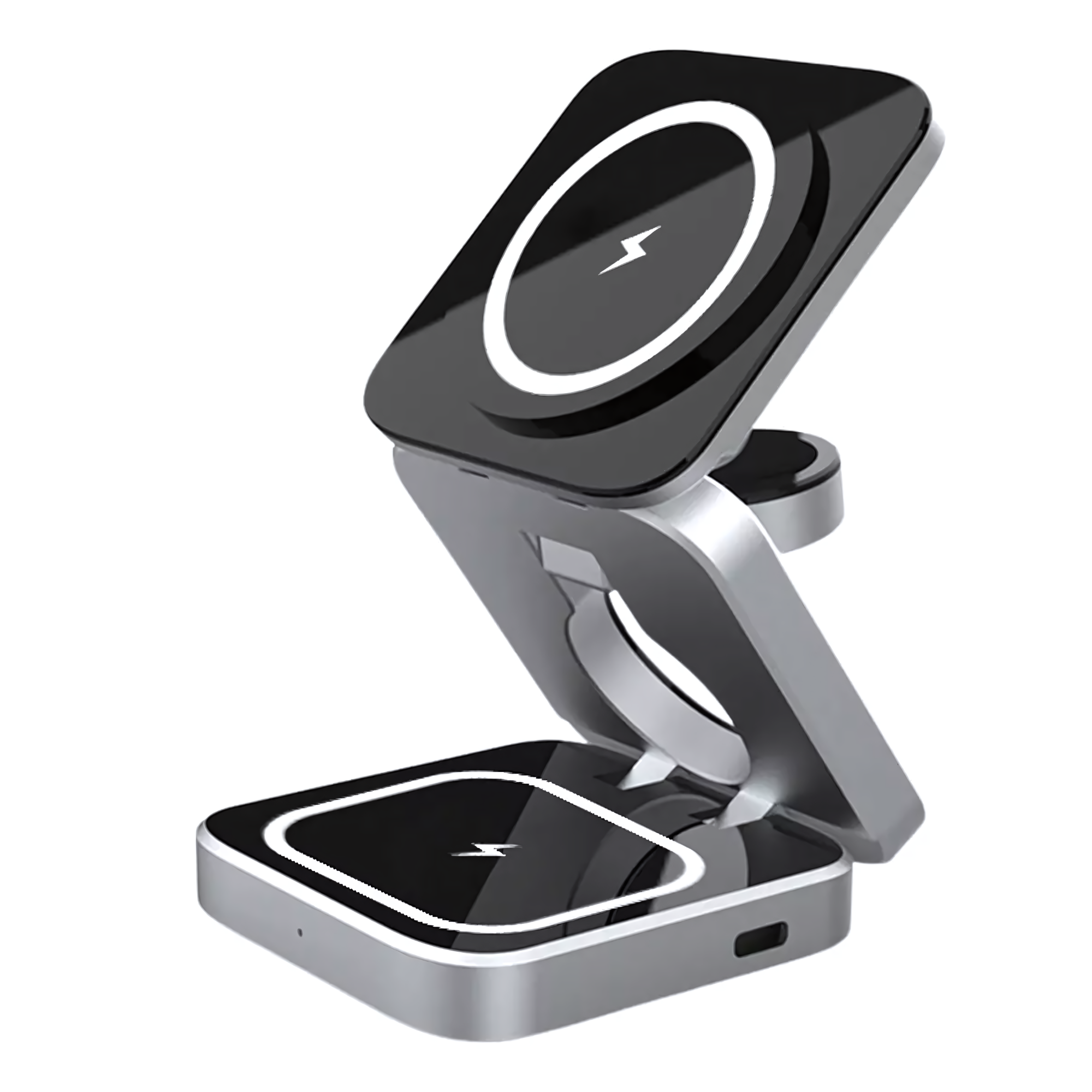 Cargador Inalámbrico 3 En 1 Plegable Magnético Soporte Estacion De Carga Rapida 15w Qi Para iPhone, AirPods, Apple Watch