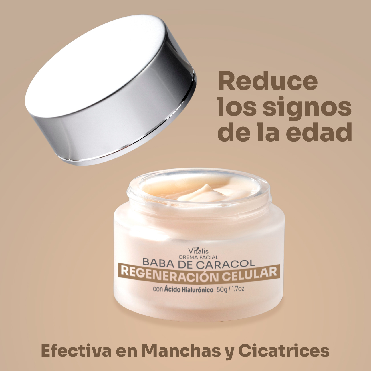 Crema Baba de Caracol Antimanchas Cicatrices Antiarrugas Vitalis