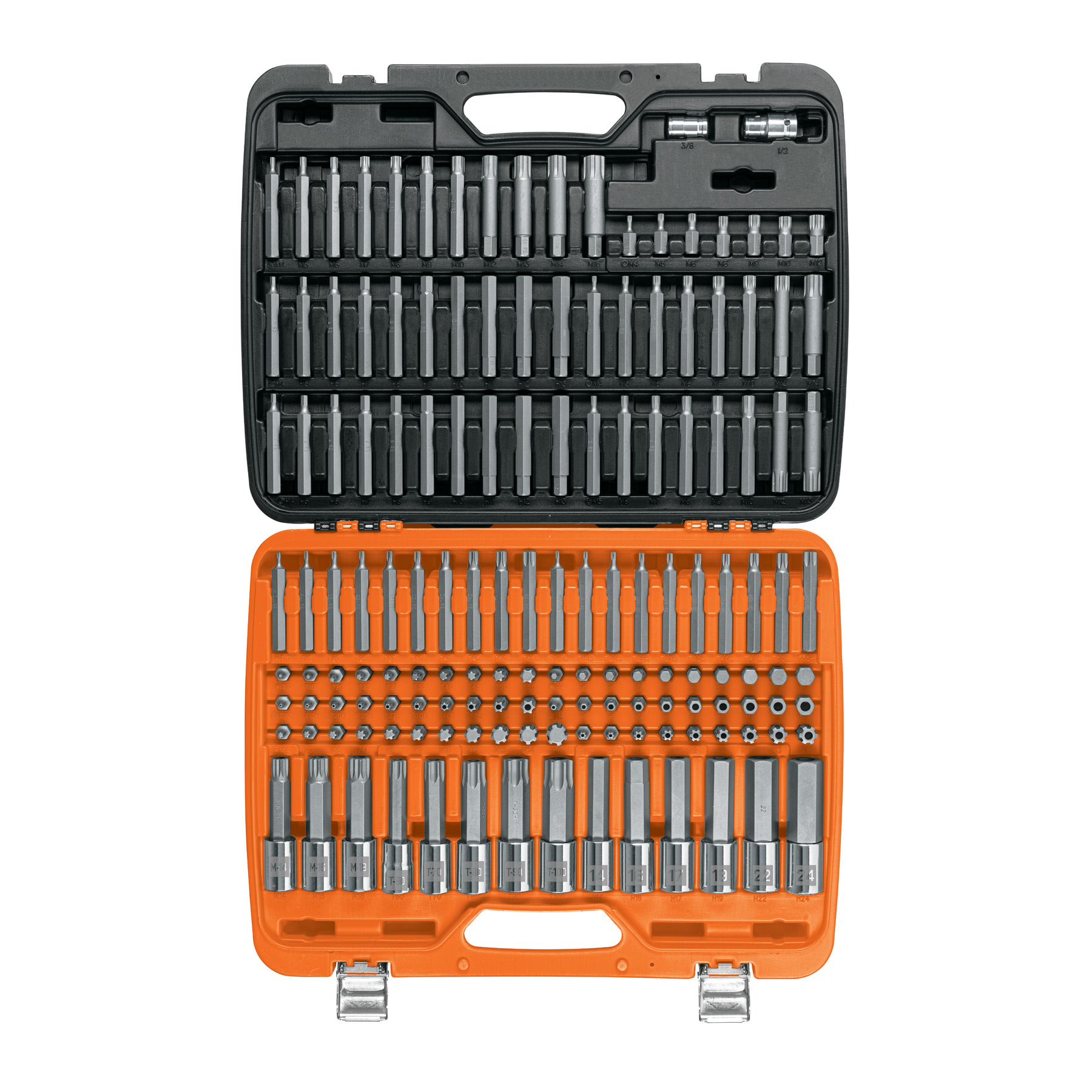 Juego de puntas y dados Truper con punta 150 pz PUN150 naranja