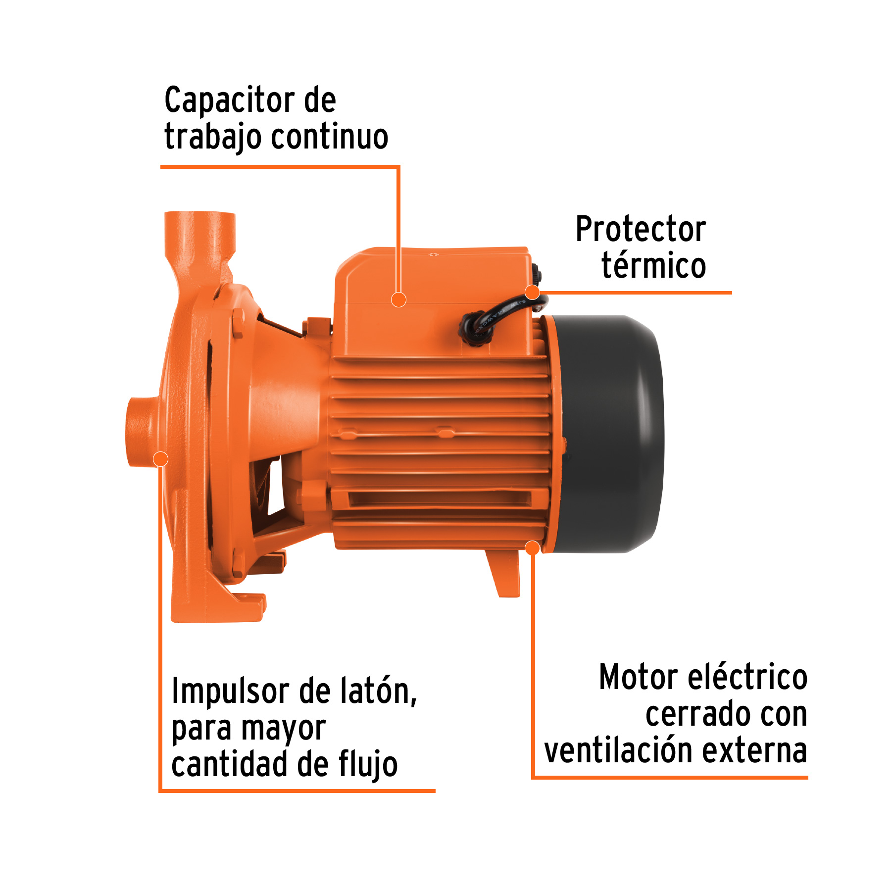Bomba centrífuga Truper para agua modelo europeo 1-1/2 HP naranja