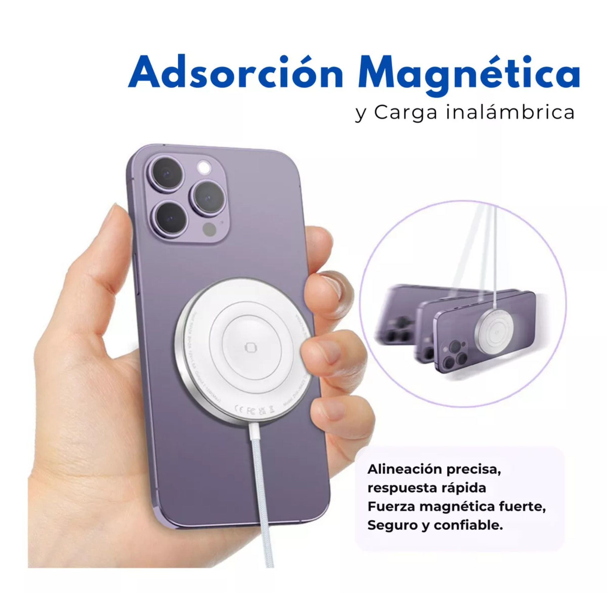 Cargador Inalámbrico 3 En 1 Para iPhone Magsafe Compatible Con Apple Watch Carga Simultanea: iPhone, Apple Watch