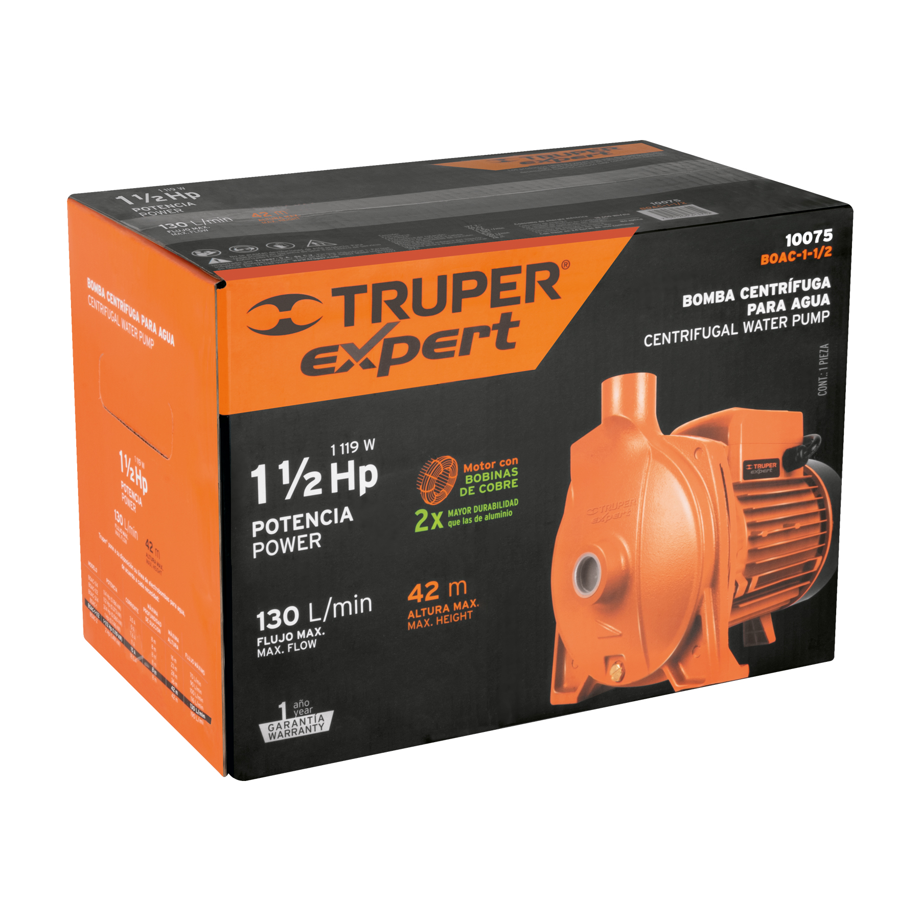 Bomba centrífuga Truper para agua modelo europeo 1-1/2 HP naranja