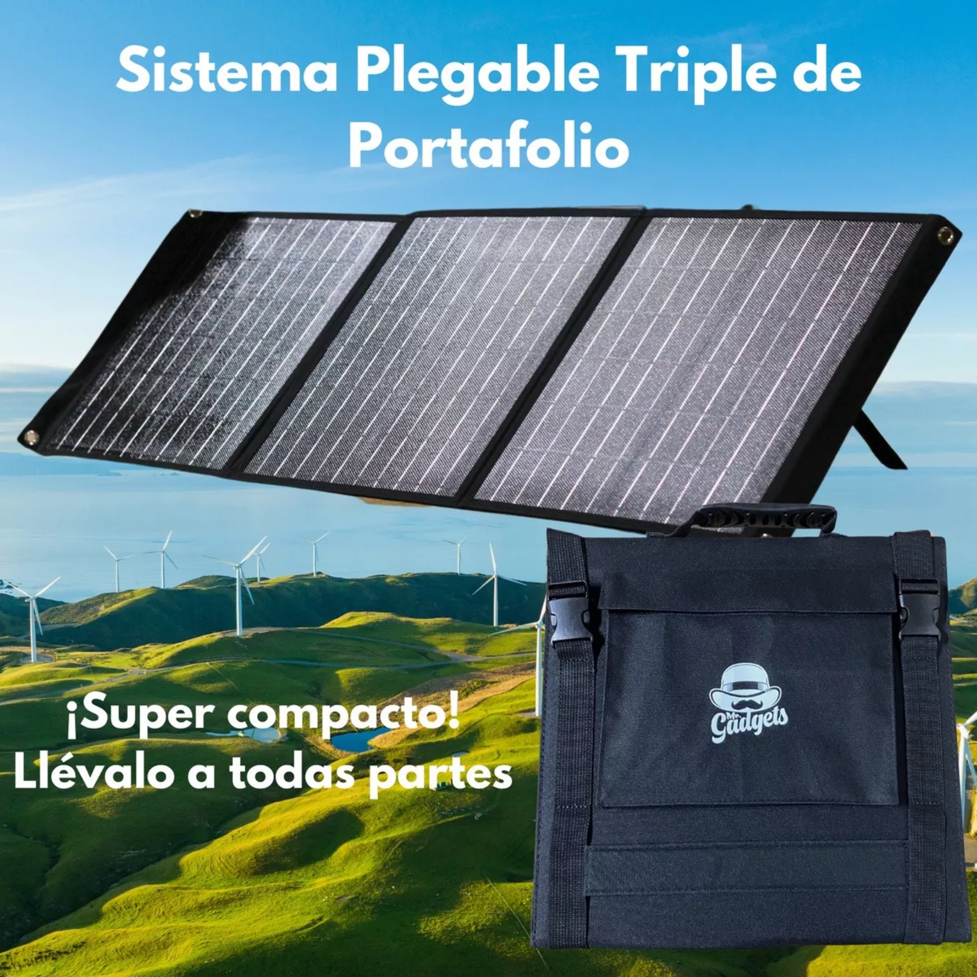 Set Power Bank 60,000 Mah Bateria Portatil + Panel Solar 60w Carga Sostenible, Panel de Luz Solar, Cargador Externo Color Negro