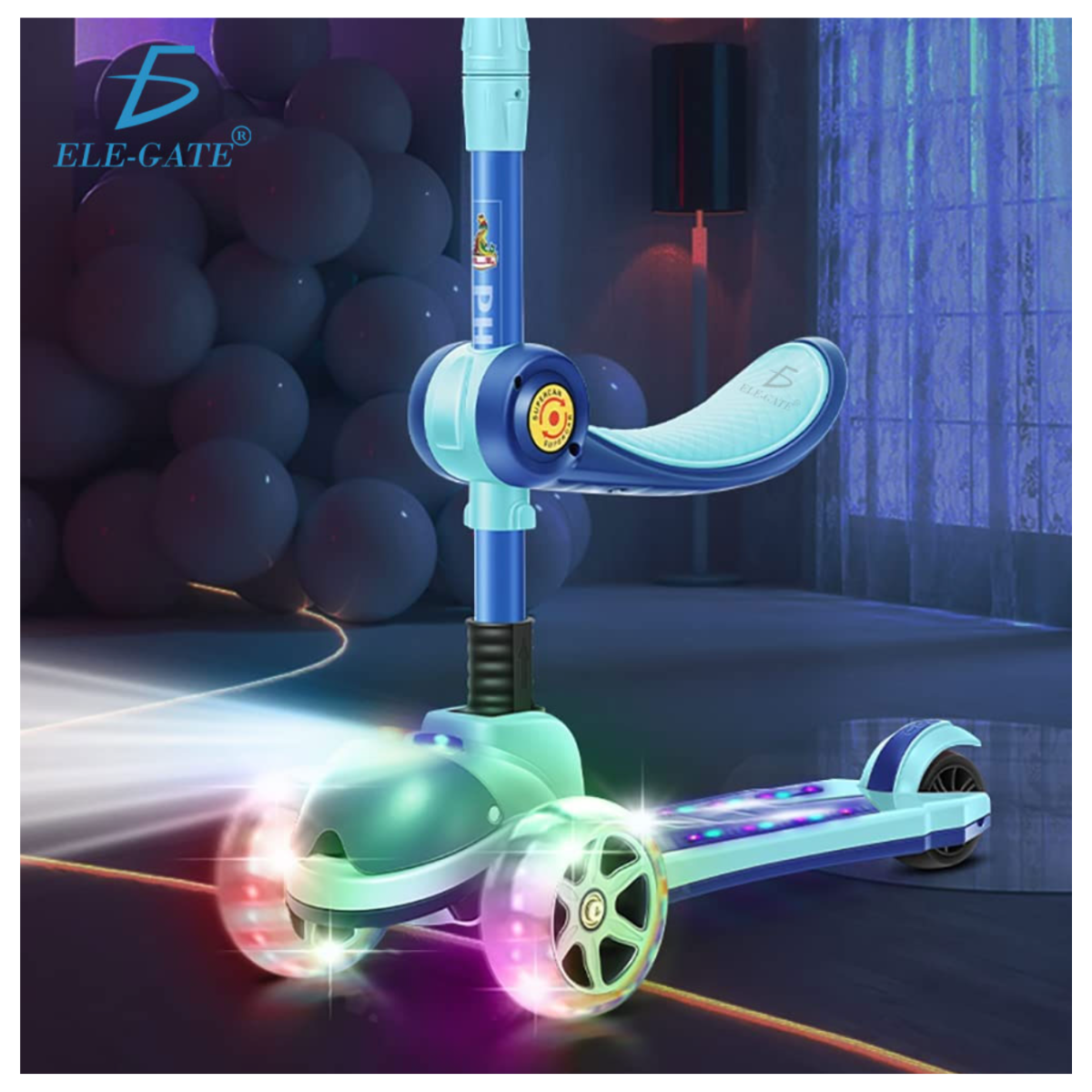Scooter Patín del diablo Infantil Montable con asiento y luces led Color Rosa.