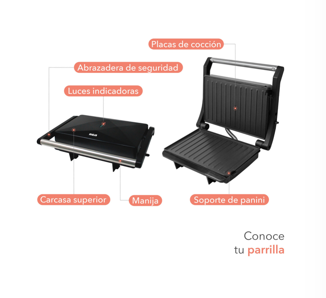 Rca Parrilla Panini Placas Antiadherentes Rc-122g.
