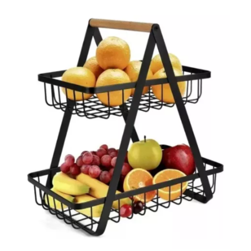 Frutero Cesta De Cocina Organizador Fruta Pan 2 Niveles Rack.