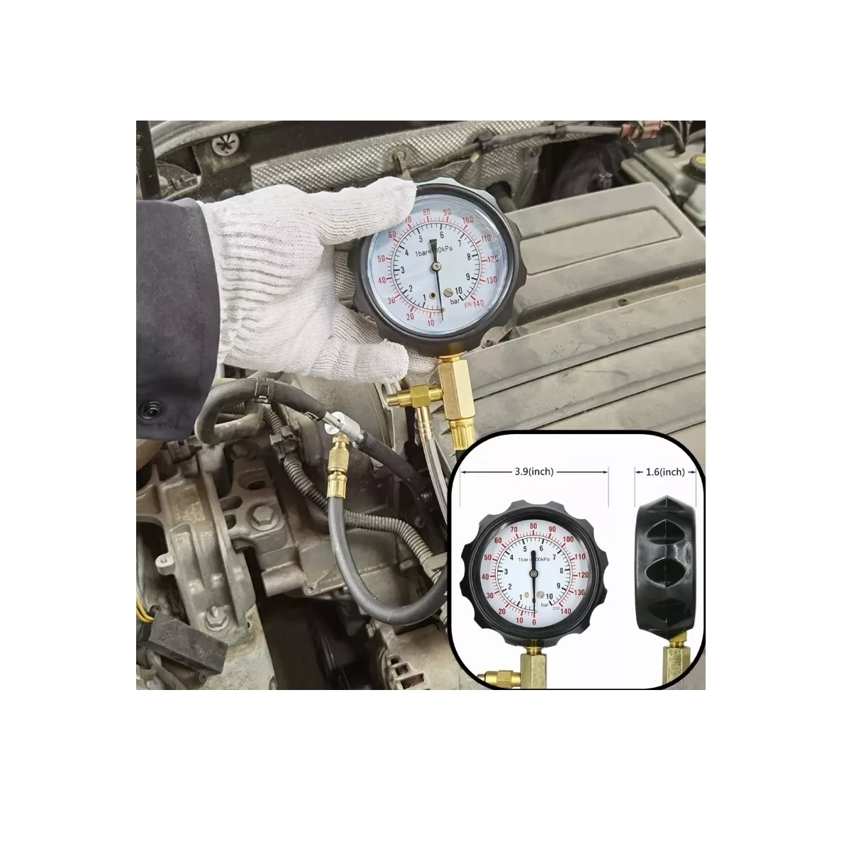 Medidor De Presión De Combustible Manómetro Gasolina 140 Psi
