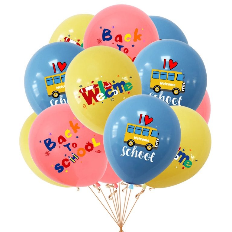 Juego 12 Globos Látex Regreso Clases Escuela School Back Festejo