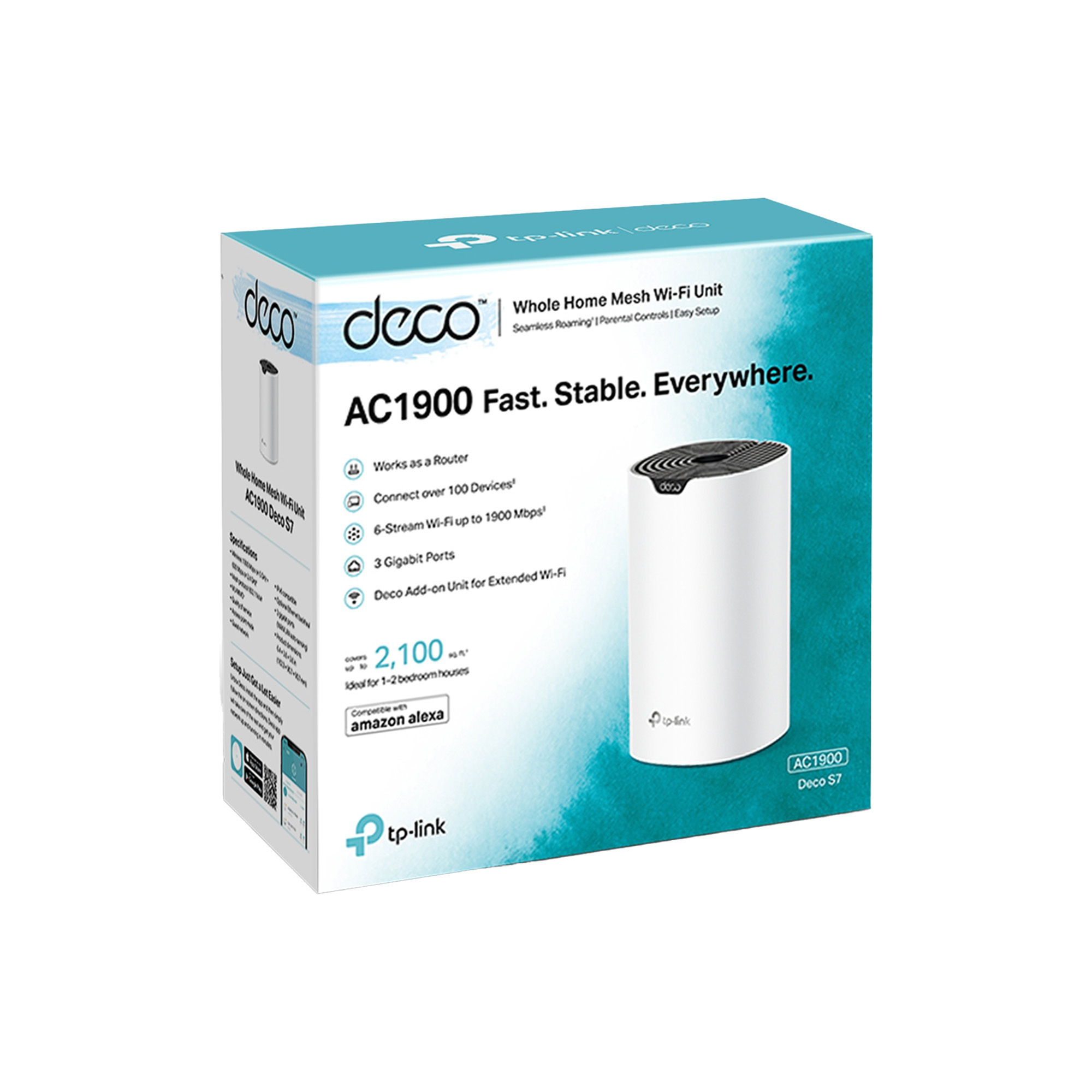Sistema Wi-Fi Mesh TP-Link Deco S7 (1-pack), AC1900, de doble banda, Blanco.