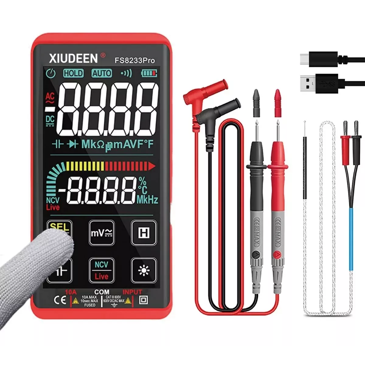 Voltímetro Multimetro Digital Tactil Recargable Lcd 600mah