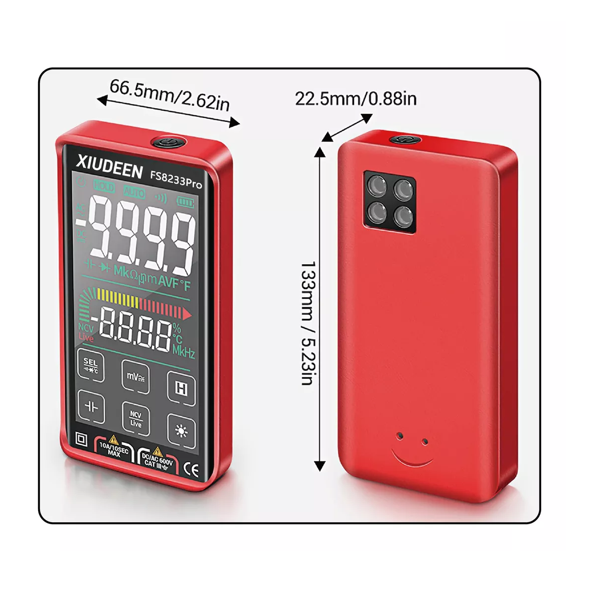 Voltímetro Multimetro Digital Tactil Recargable Lcd 600mah