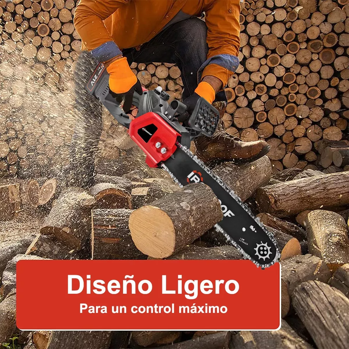 Motosierra eléctrica inalámbrica 1200W 110V Rojo