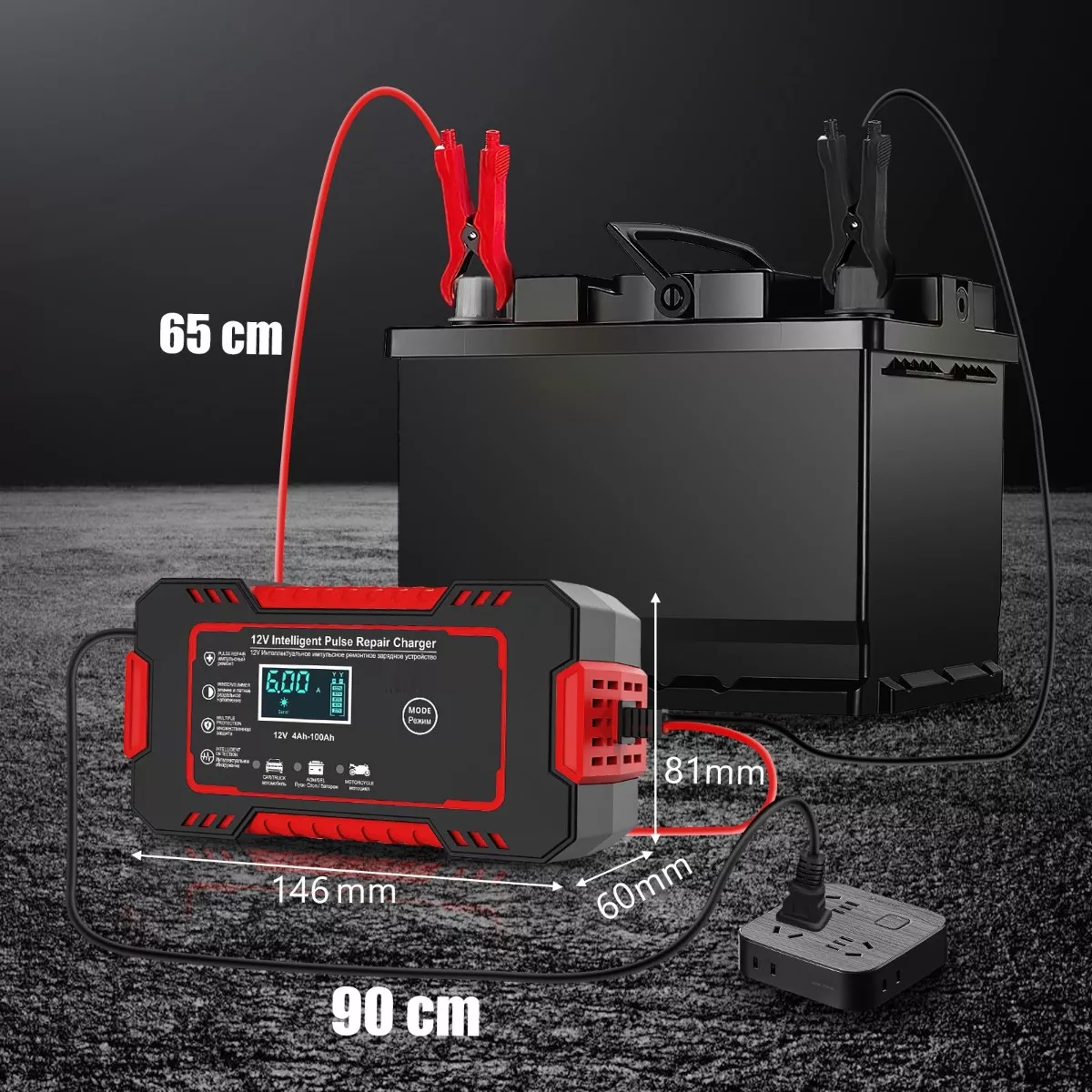 Cargador De Batería De Coche Y Moto Portátil, Arrancador 12v.