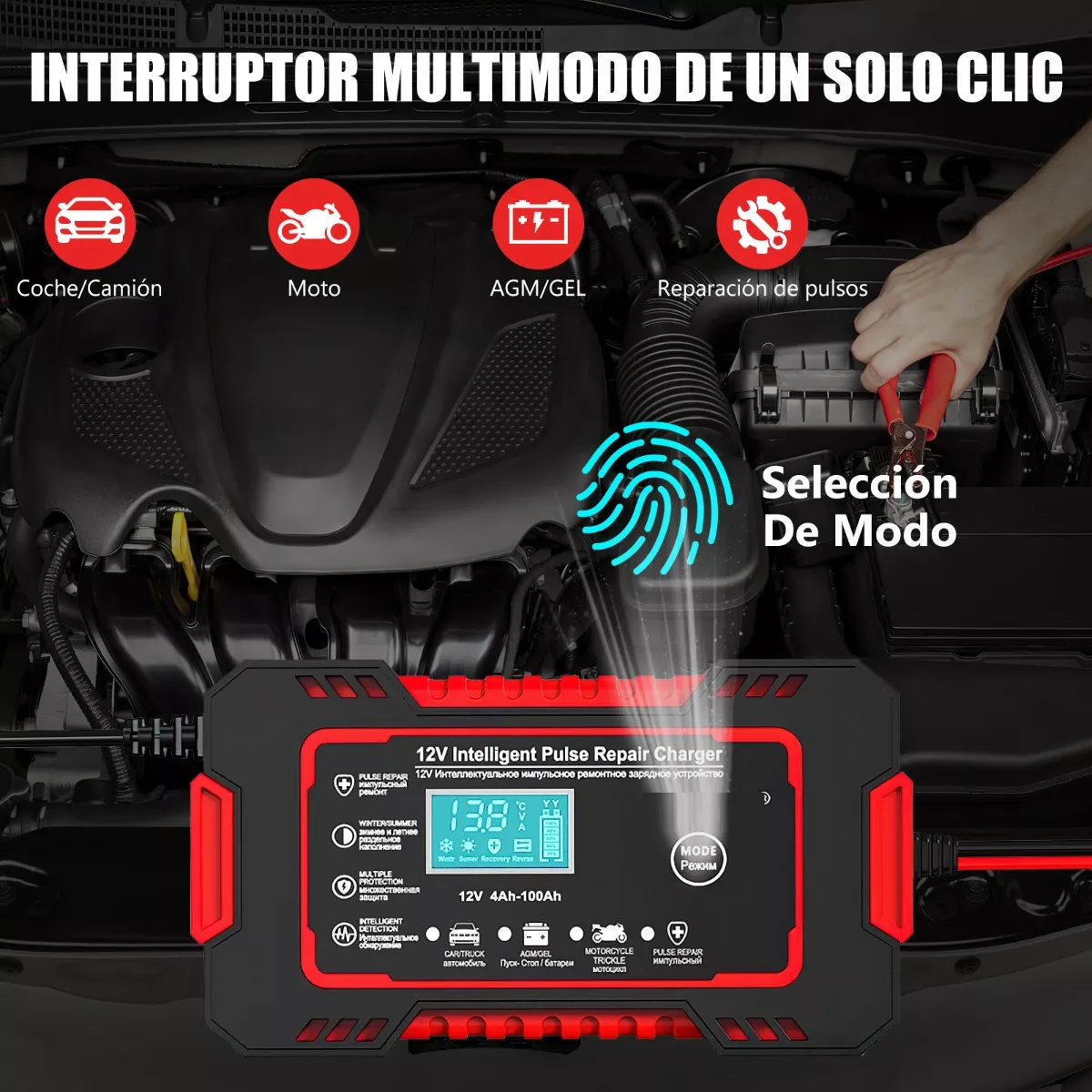 Cargador De Batería De Coche Y Moto Portátil, Arrancador 12v.