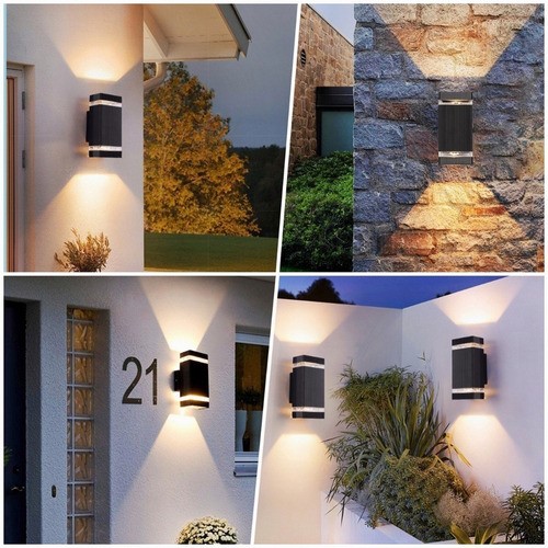 Lamparas De Pared Exterior Focos Led Moderna Luz Negra 2 focos
