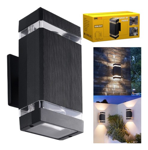 Lamparas De Pared Exterior Focos Led Moderna Luz Negra 2 focos
