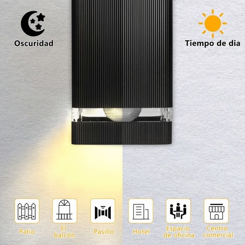 Lamparas De Pared Exterior Focos Led Moderna Luz Negra 2 focos