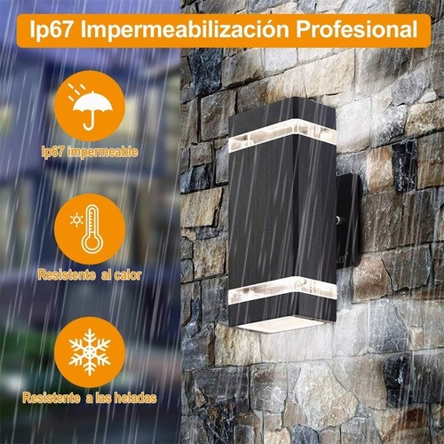 Lamparas De Pared Exterior Focos Led Moderna Luz Negra 2 focos