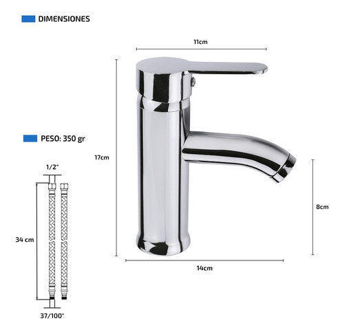 Llave Mezcladora Baja Monomando para Lavabo Fregadero Grifo Lavamanos Baño Femmto