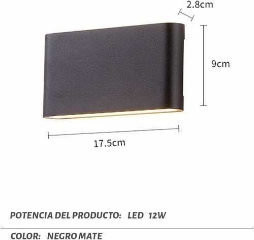 Lampara Arbotante Pared Exterior Interior Para Baño Led 12w