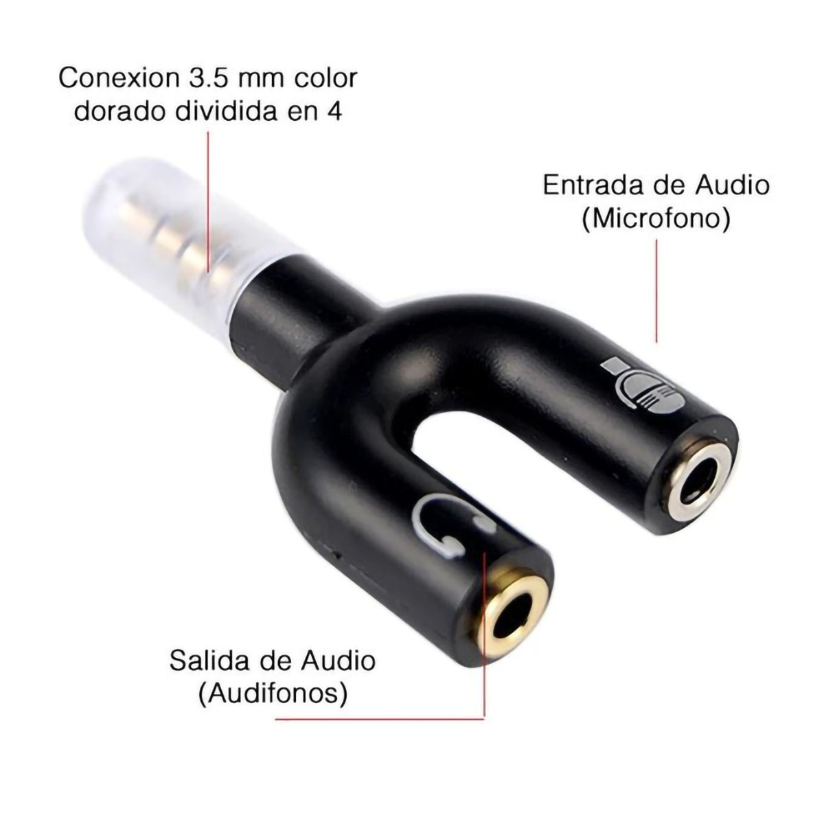 Paquete 5 Adaptadores PC a Manos Libres Chico 3.5mm.
