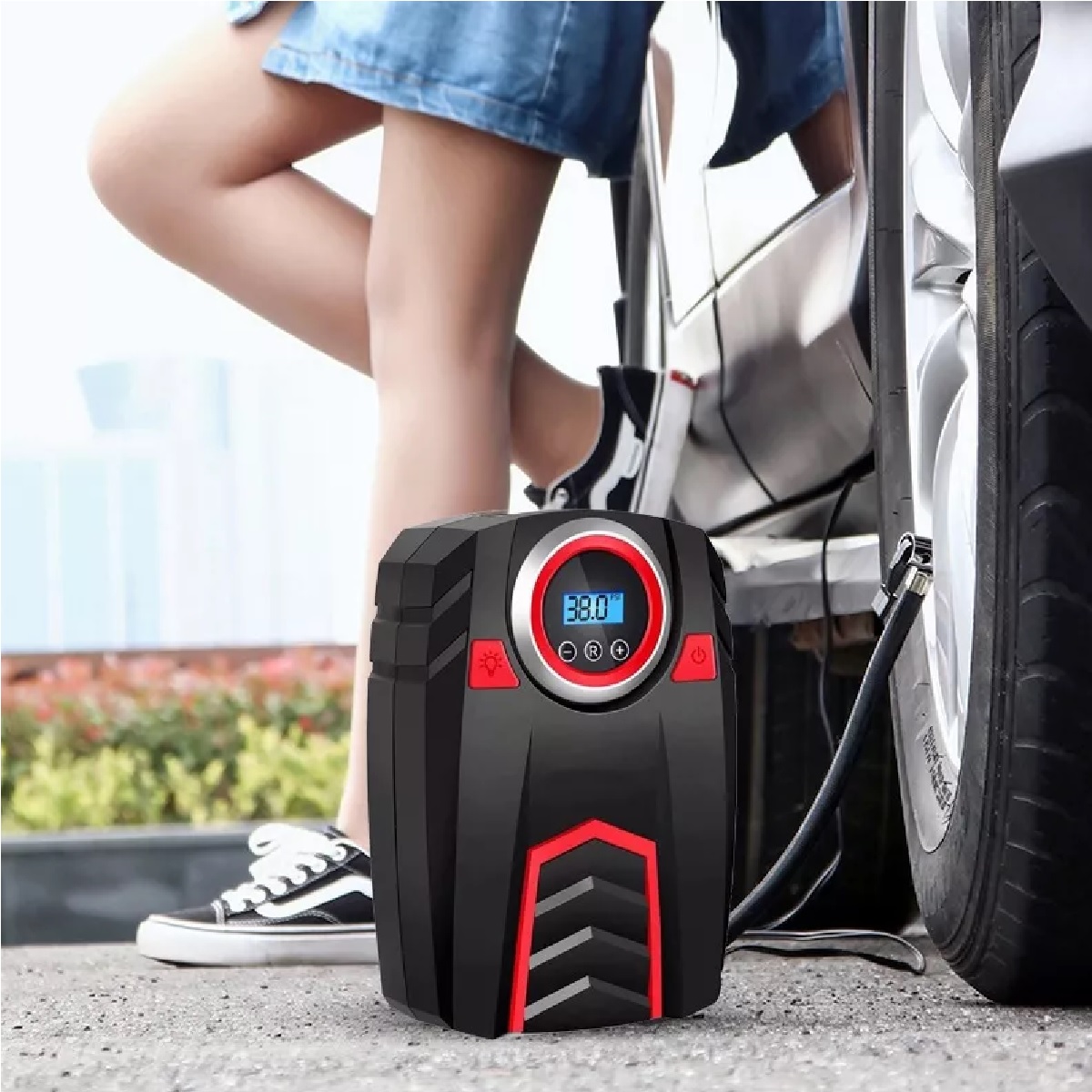 Compresor Inflador De Llanta Bomba De Aire Para Auto Lcd