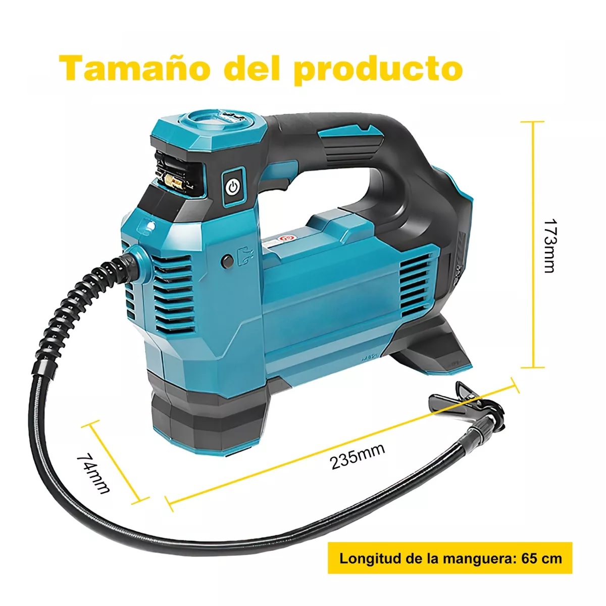 Compresor De Aire Inflador Llantas Inalámbrico Portátil Azul.
