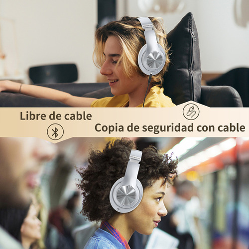 Audífonos over-ear Gamer Diadema Inalambricos Wolfalsoner 9S plateado Bluetooth Con Micrófono, con luz led,llamadas Manos Libres,60 horas de batería,6 modos de ecualización,Compatible iOS y Android