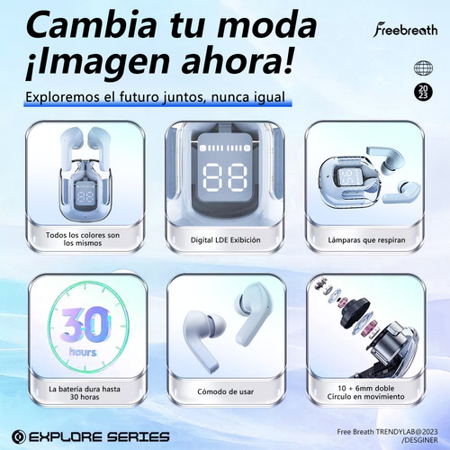 Audífonos Gamer Inalámbricos Free Breath Z9 Digital Reducción Ruido Ipx4 Azul