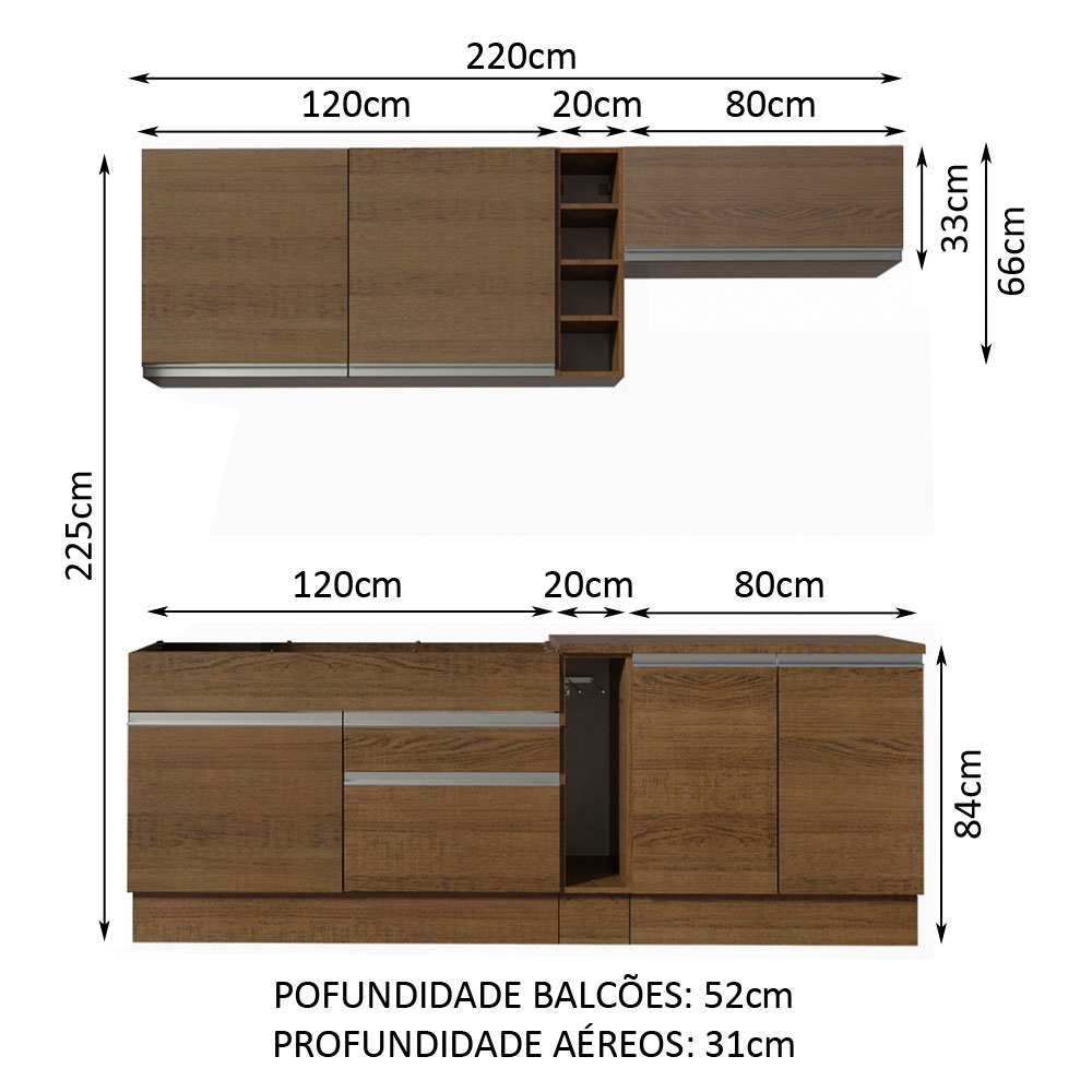 Cocina Integral Modular Madesa Parma 220cm MM.