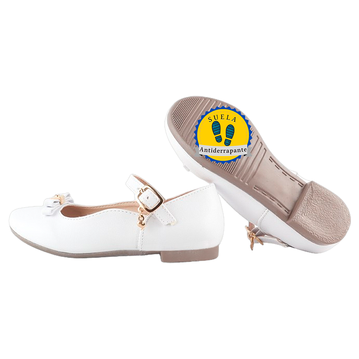 Zapato Niña Primera Comunión Bautizo Flats Blancas 807-b