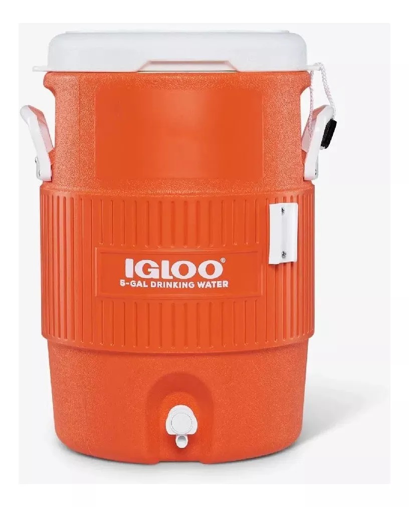 Hielera Termo Dispensa 5 Galones  Con Grifo Igloo Color Naranja.