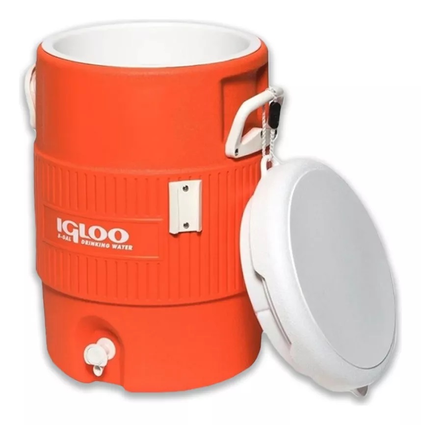 Hielera Termo Dispensa 5 Galones  Con Grifo Igloo Color Naranja.