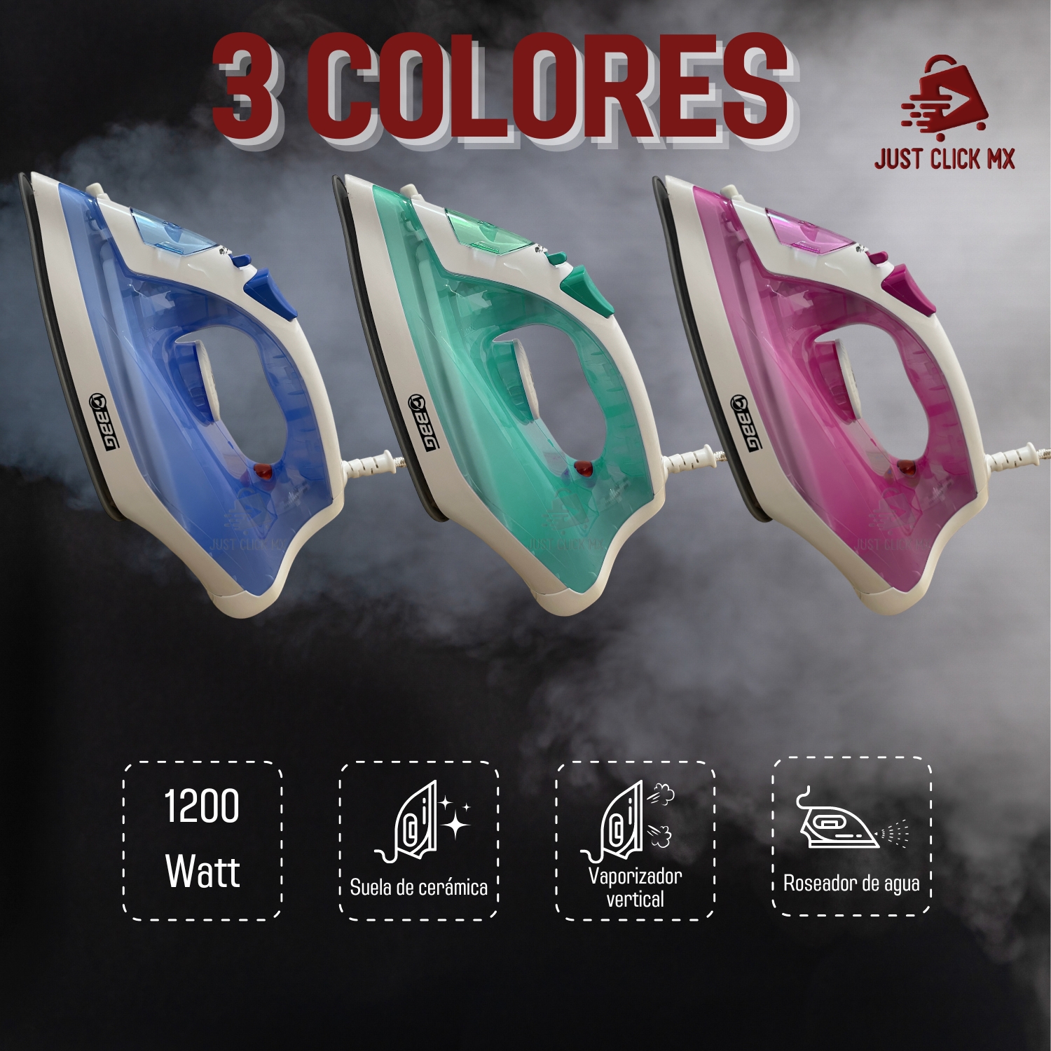 Plancha de Vapor Para Ropa Bade de Cerámica Verde