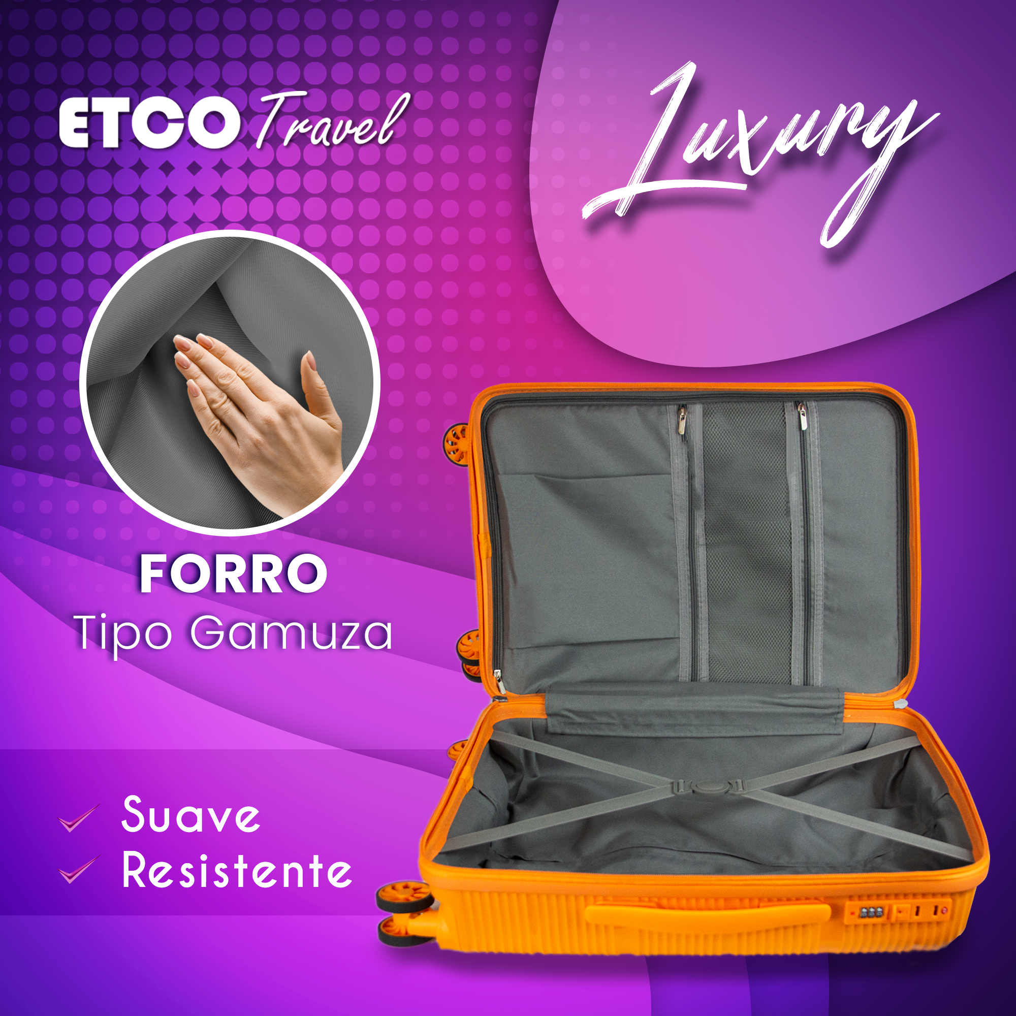 Maleta De Viaje Luxury Carry On 10kg Equipaje De Mano Avion Cabina Seguridad Tsa Etco Travel.