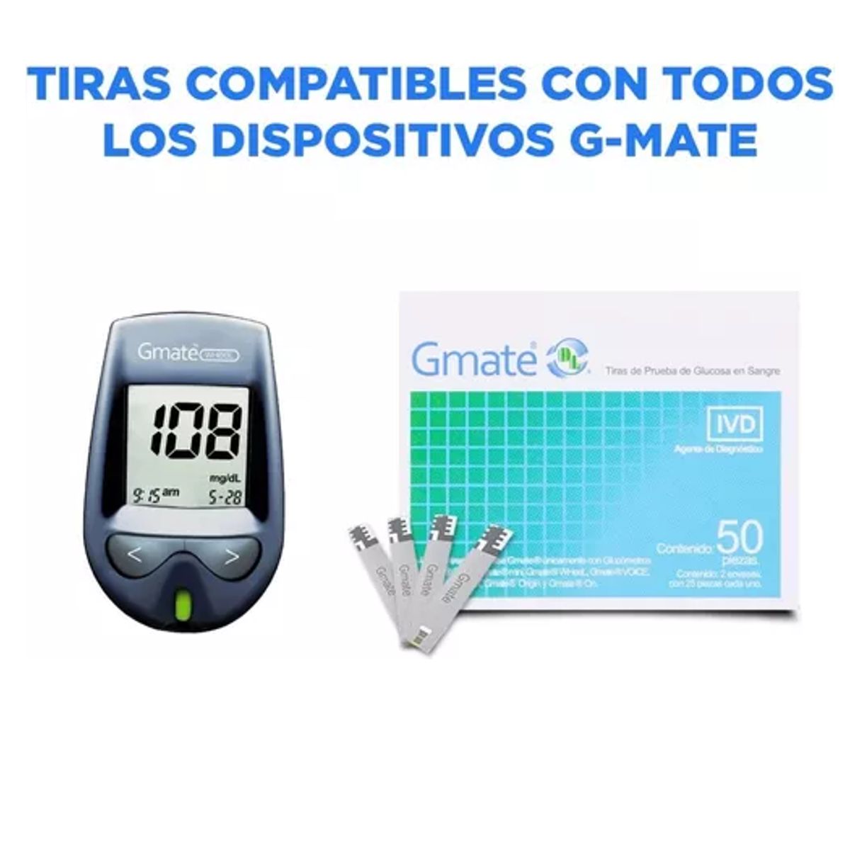 Tiras reactivas Gmate caja c/50 tiras DL.
