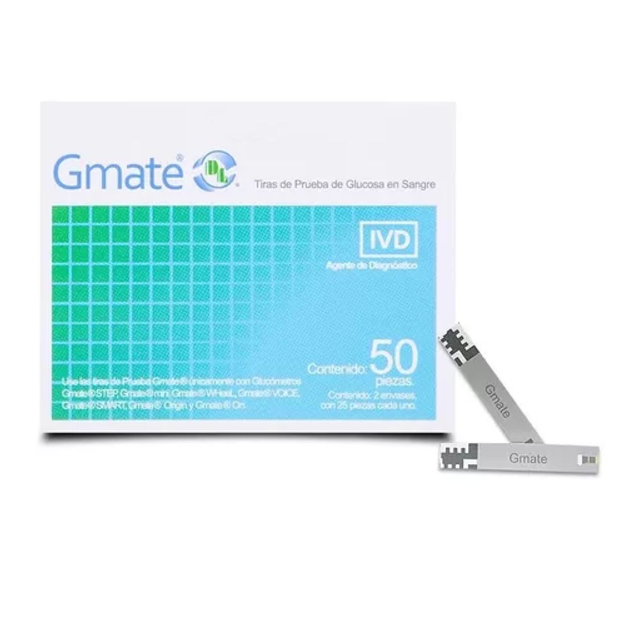Tiras reactivas Gmate caja c/50 tiras DL.