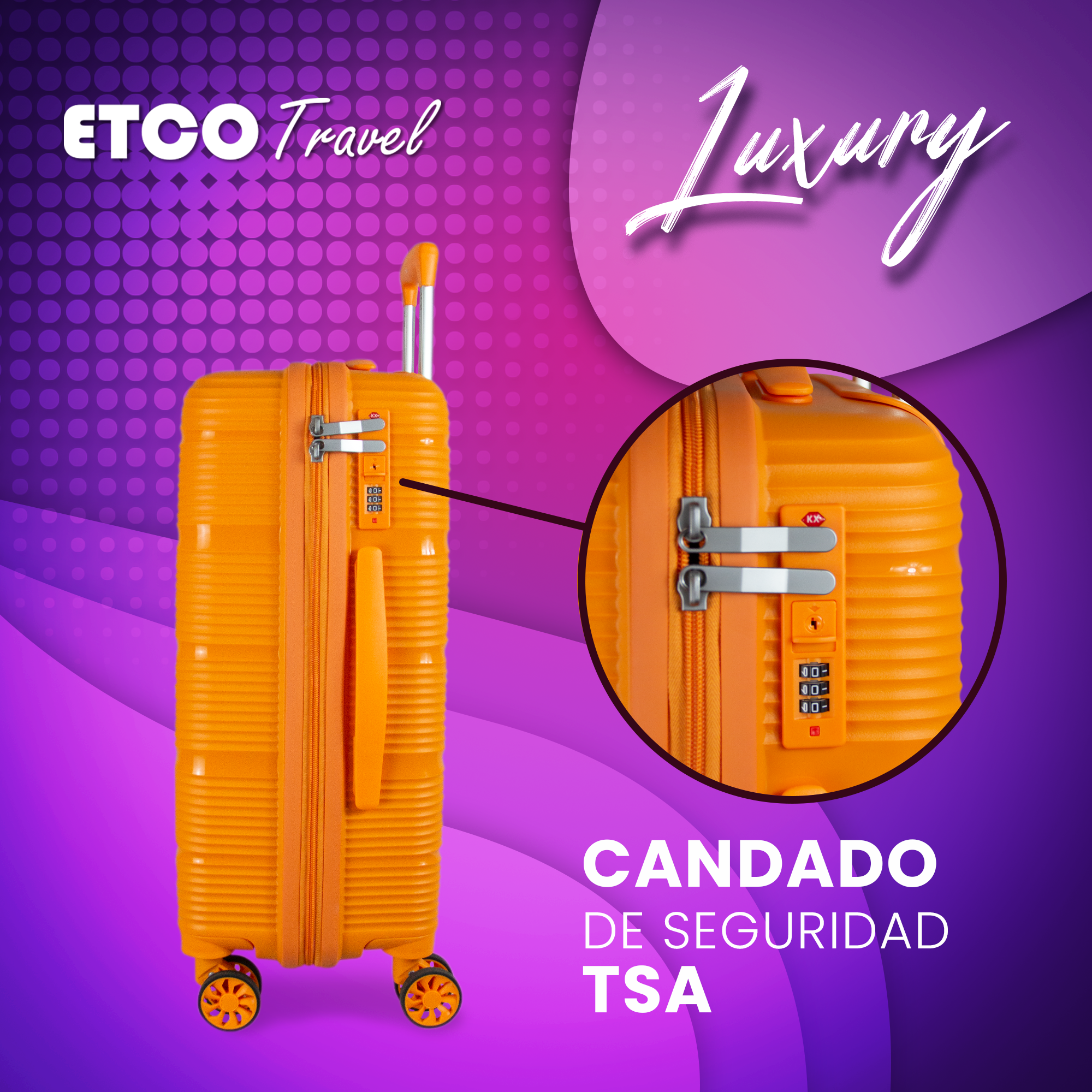 Maleta De Viaje Luxury Carry On 10kg Equipaje De Mano Avion Cabina Seguridad Tsa Etco Travel.