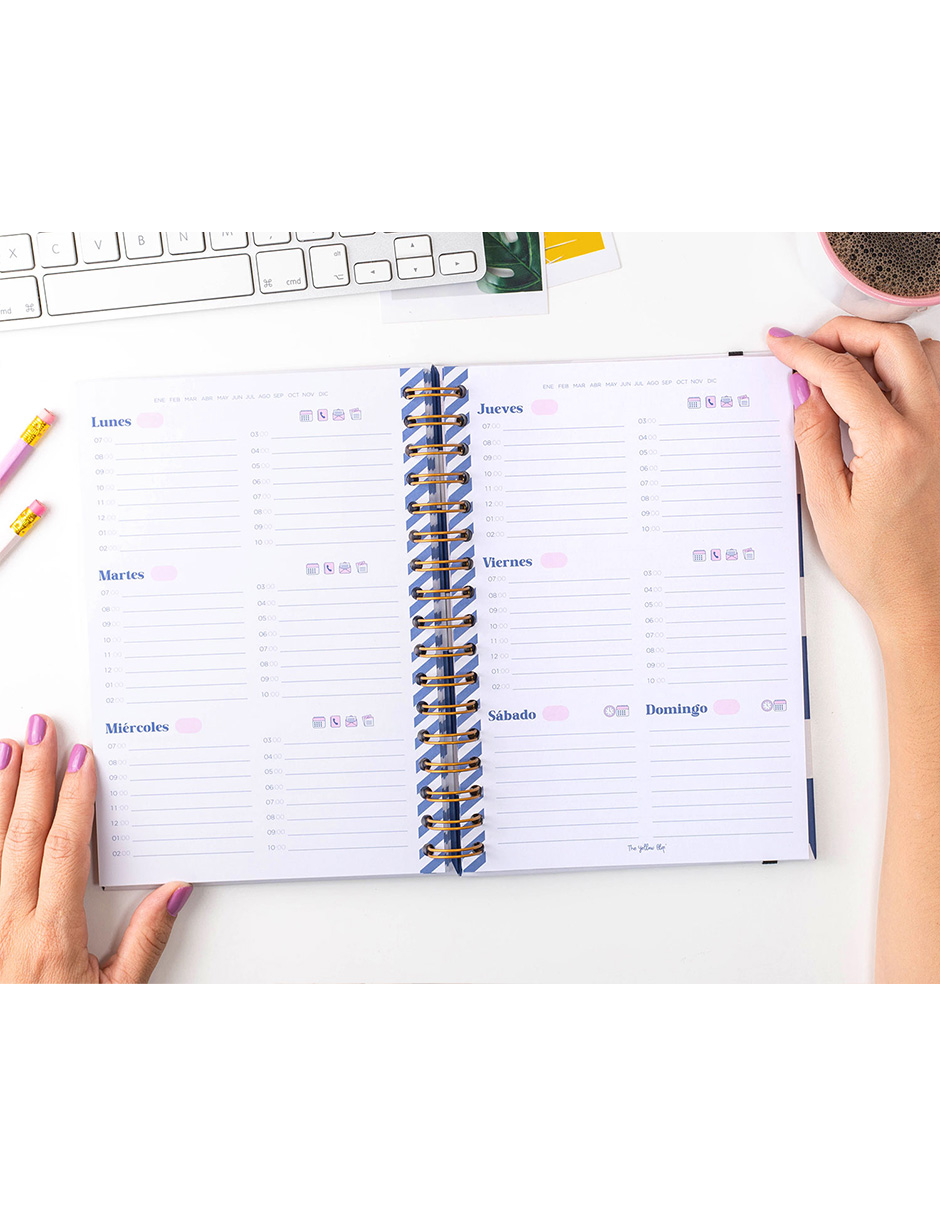 Agenda Semanal Minimalista Sin Fecha  Navy Blue The Yellow Clip 