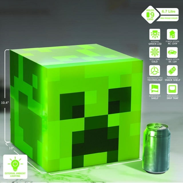 Mininevera Minecraft Green Creeper Cabeza 9 Latas Puerta Iluminación.