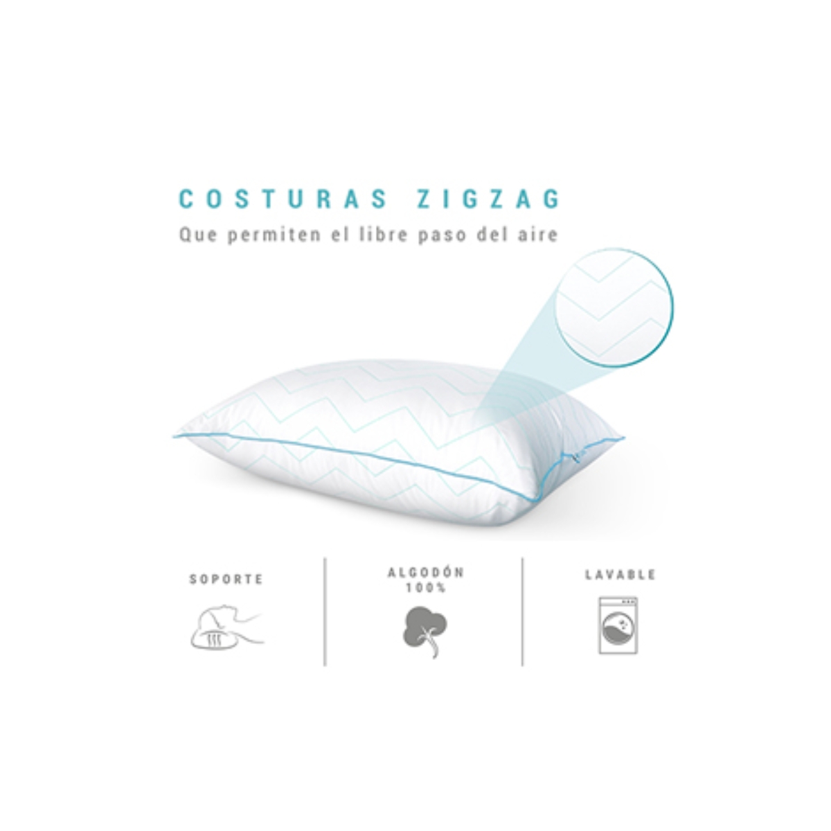 Almohada Sognare Estándar Fussion Suavidad Calidad Semi Firme - Blanco.