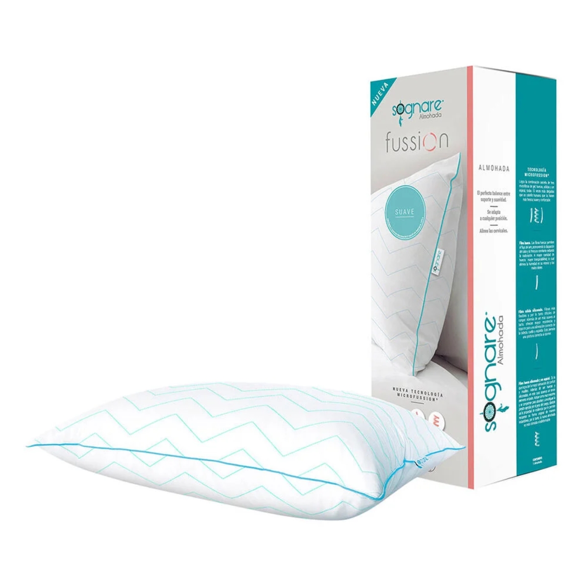 Almohada Sognare Estándar Fussion Suavidad Calidad Semi Firme - Blanco.