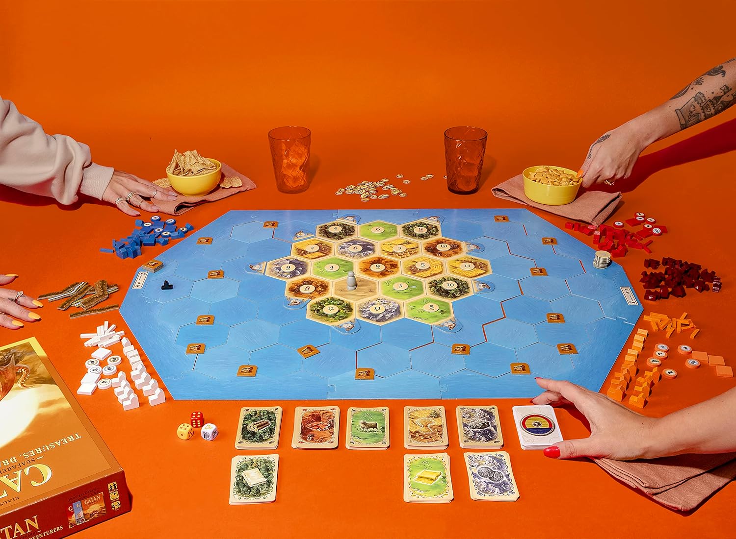 Catan Tesoros, Dragones Y Aventureros Inglés Catan Juego 3 a 4 Jugadores.