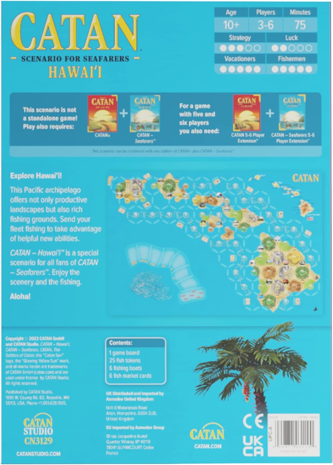 Catan Escenario Hawai'i Inglés Catan Juego 3 a 4 Jugadores