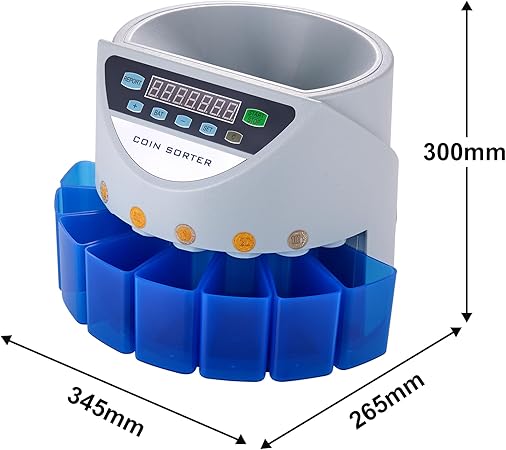 A ZGJF Contador de Monedas, Contadoras de Monedas 7 Tipos de Moneda, Contadora de Monedas con Pantalla LED Digital, Organizador de Monedas Mexicanas para Comercios, Bancos ect.