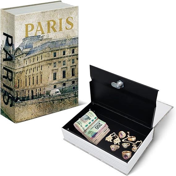 A Redlemon Caja Fuerte en Forma de Libro Falso con Cerradura para Guardar Dinero, Joyas y Más (15.5x24x5.5 cm), Caja de Seguridad para Librero, Hogar y Oficina. Ultra Resistente, Incluye 2 Llaves.