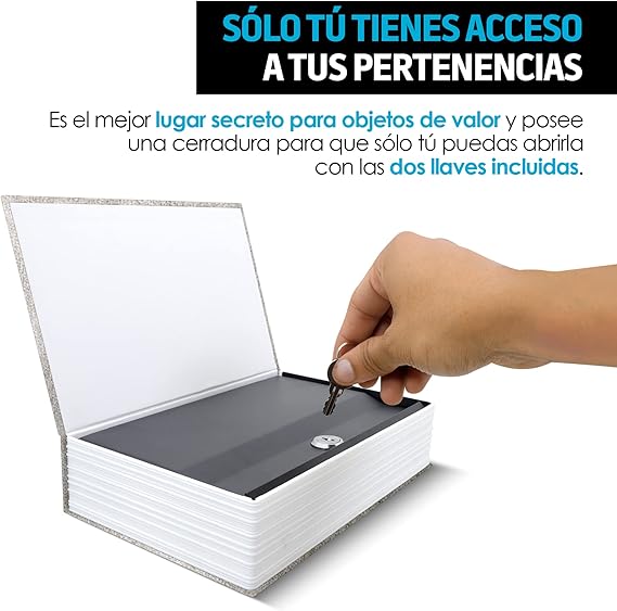 A Redlemon Caja Fuerte en Forma de Libro Falso con Cerradura para Guardar Dinero, Joyas y Más (15.5x24x5.5 cm), Caja de Seguridad para Librero, Hogar y Oficina. Ultra Resistente, Incluye 2 Llaves.