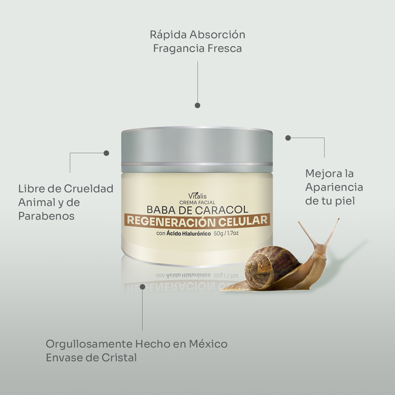 Crema Baba de Caracol Antimanchas Cicatrices Antiarrugas Vitalis